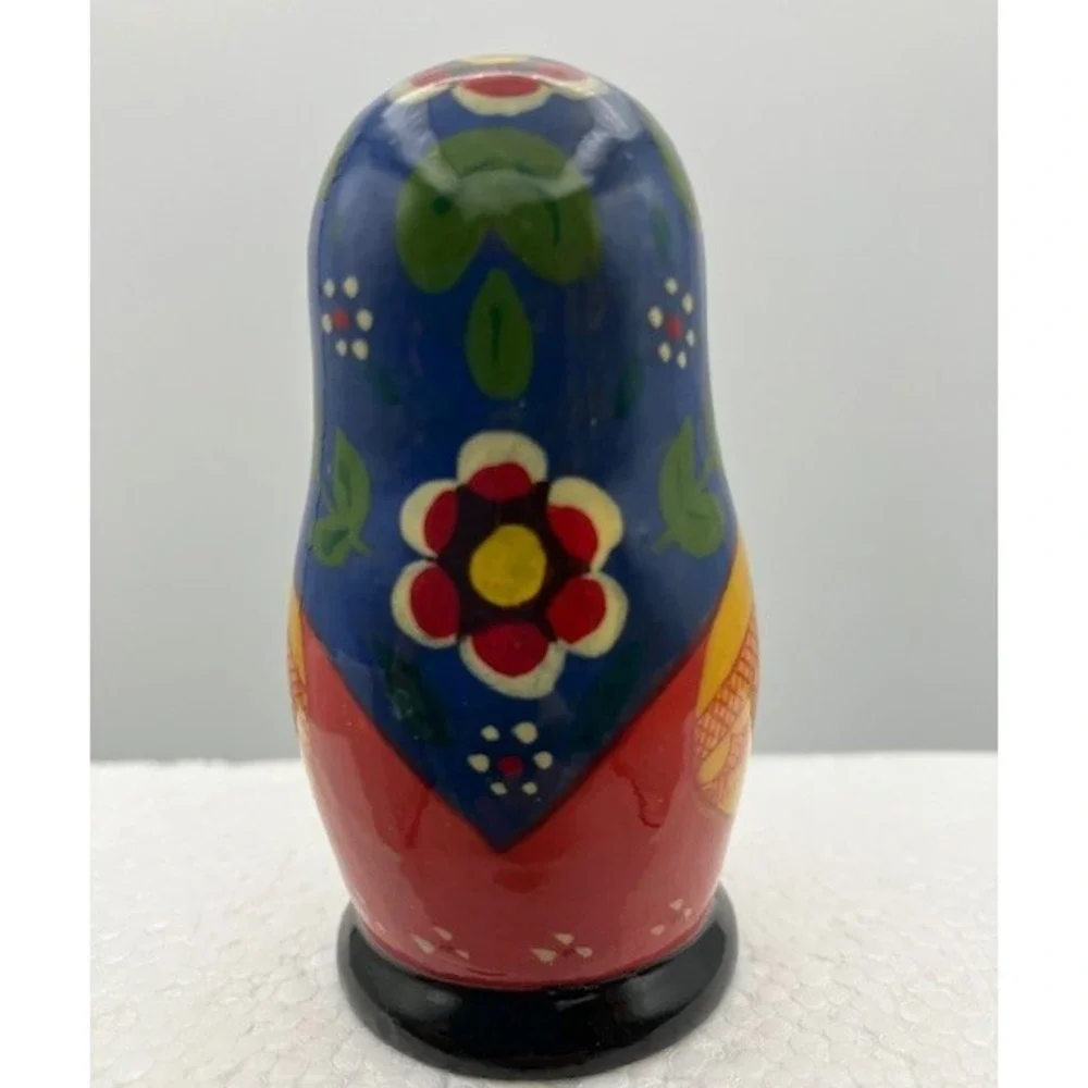 Russian Doll Babushka Wooden Hand Painted‎ Collectible Vintage 1971 2.75